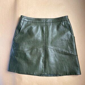 Vegan Leather Mini Skirt - Green